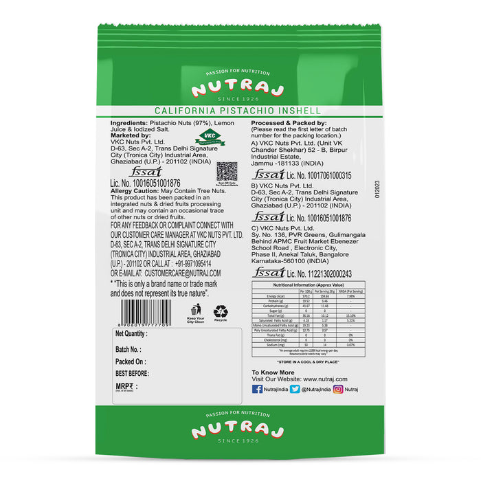 Nutraj California Roasted & Salted Pistachios Inshell (Pista) 400gm - Image 3